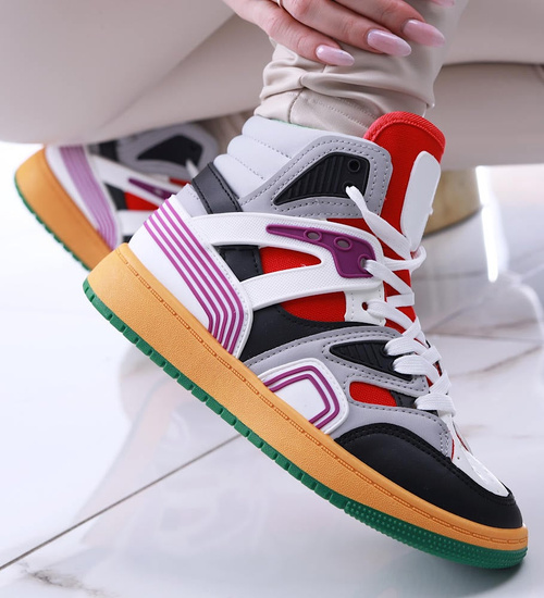 Kolorowe trampki z wysoką cholewką /G2-3 13684 T286/