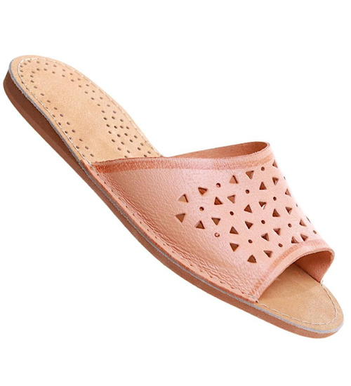 Skórzane kapcie domowe ażurowe klapki /A5-1 6137 S174/