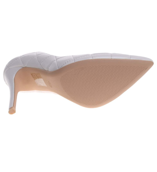 Białe czółenka damskie na szpilce /D7-3 16194 G157/