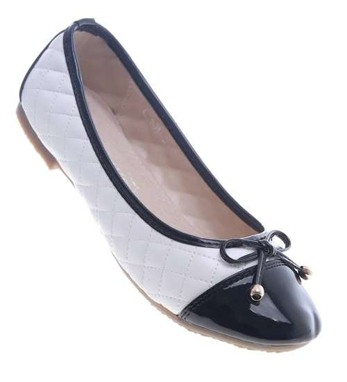Biało czarne balerinki z kokardką /F2-2 13345 S192/ Biało czarne balerinki z kokardką /F2-2 13345 S192/