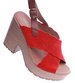 Czerwone damskie sandały na obcasie i platformie /A5-1 14121 S295/