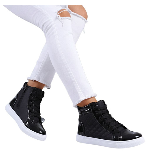 Czarne trampki z wysoką cholewką /G6-3 9386 S193/