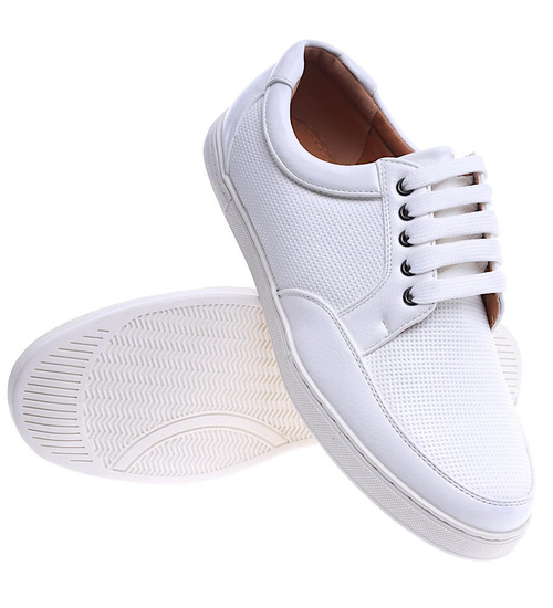 Sznurowane białe trampki męskie /E5-3 13756 T197/