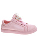 Sznurowane różowe trampki damskie z perełkami /E4-3 15953 T185/