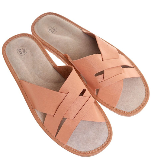 Skórzane męskie klapki domowe / E10-1 8409 S196/