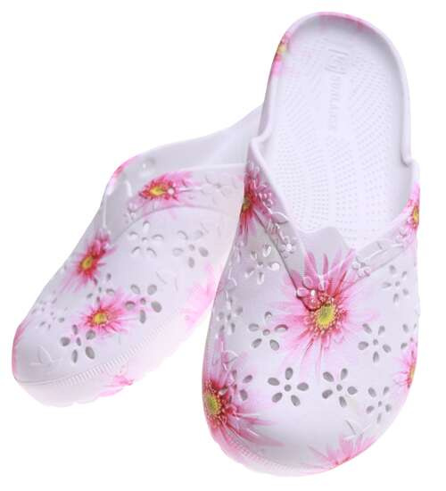 Plażowe biało różowe klapki damskie /F1-1 16536 T191/