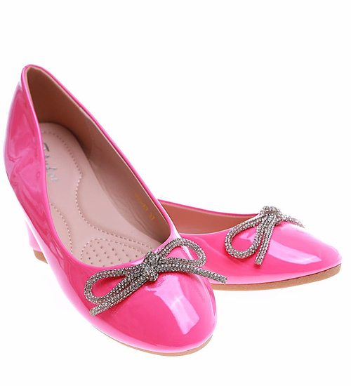 Fuksjowe lśniące baleriny z kokardą /B2-3 16240 G079/