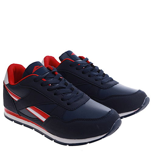 Sportowe granatowo czerwone buty chłopięce /G11-1 16757 T389/