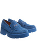 Jeansowe granatowe loafersy damskie na platformie /A6-3 15435 T385/