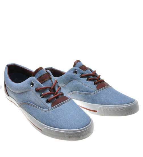 Casualowe męskie trampki z wiązaniami Blue /g2-2 3740 A T197/