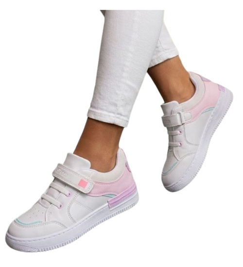 Beżowe dziewczęce buty sportowe /G11-2 12454 T497/