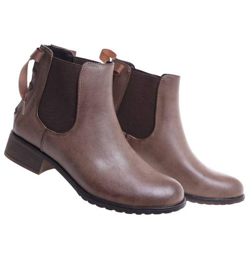 Wsuwane botki damskie khaki /D8-3 18309 T300/