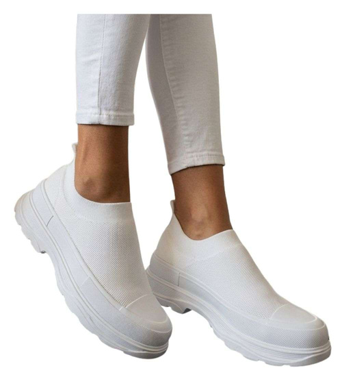 Białe trampki na platformie wsuwane /J5-2 18722 T7/