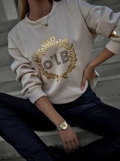 Beżowa bluza damska z napisem OLB /H UB620 L120/