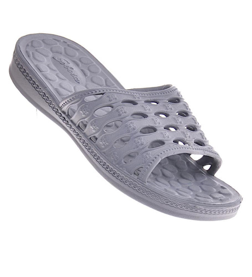 Gumowe klapki damskie basenówki Szare Kod 11705 /F7-1 D309 T190/