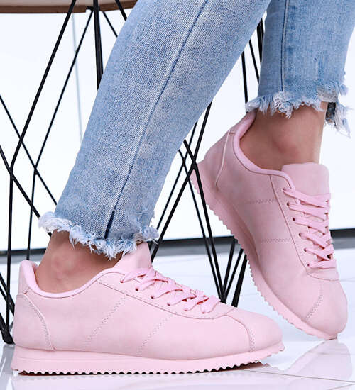 Wiązane różowe sportowe buty damskie /A5-2 15551 T195/