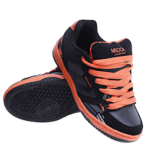 Czarno pomarańczowe damskie buty sportowe /D2-2 14793 T199/