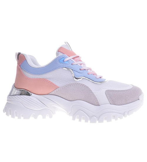 Damskie sneakersy na platformie Pink /G5-3 10623 S498/
