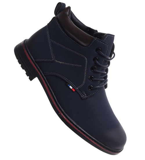 Wysokie zimowe botki męskie Granatowe /D4-1 18457 T389/