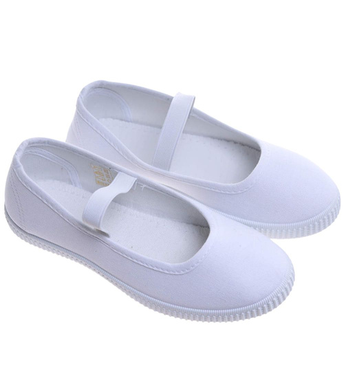 Wsuwane białe dziewczęce tenisówki balerinki czeszki z paseczkiem /C7-2 17481 T125/