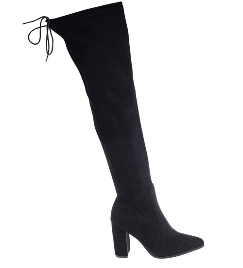 Czarne wysokie kozaki muszkieterki na obcasie /B6-2 18384 W582/