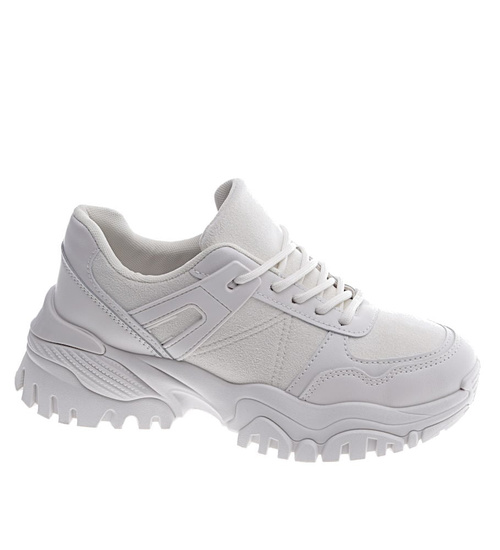 Wiązane sportowe buty damskie beżowe /F1-2 13170 T499/