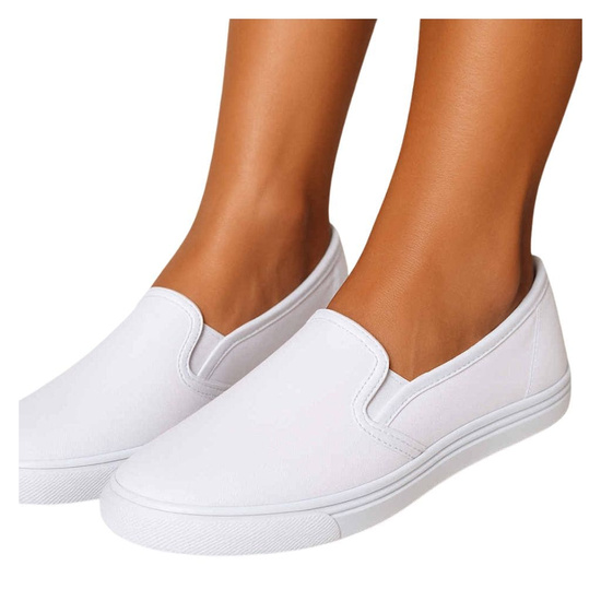 Białe materiałowe tenisówki slip on /C5-2 17772 T280/