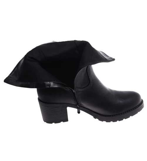 Damskie botki z wysoką cholewką Czarne ost490