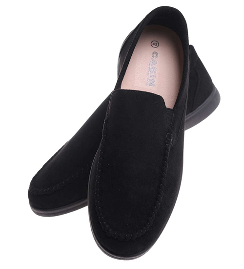 Buty męskie wsuwane czarne mokasyny /G2-1 17826 T288/