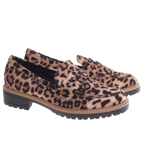 Półbuty damskie w panterkę /K3-2 18624 W147/