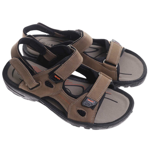 Męskie brązowe sandały klapki na rzepy /E9-2 17638 T284/