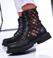 Czarne ażurowe botki trapery /B2-1 16714 G381/