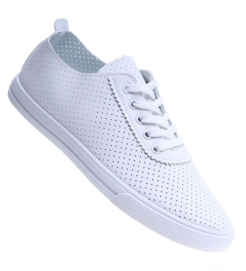 Białe ażurowe tenisówki damskie /A8-3 14599 T394/