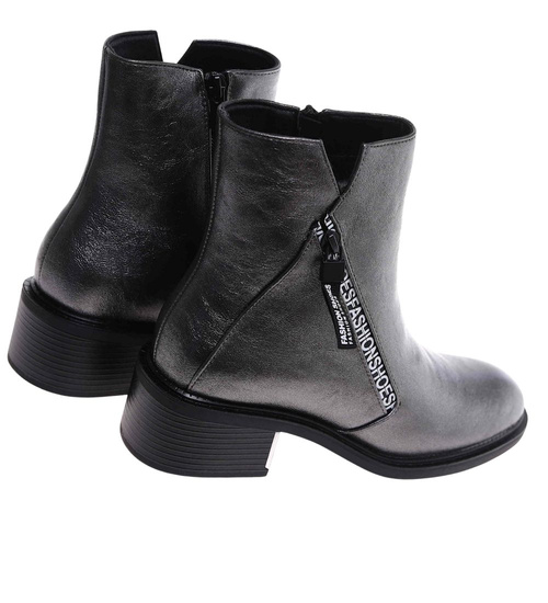 Metaliczne botki z wysoką cholewką /A5-2 18078 T333/