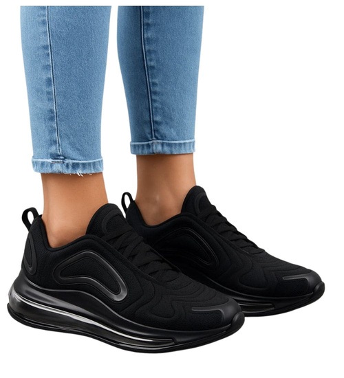 Buty sportowe czarne sznurowane sneakersy /G3-3 17952 W388/