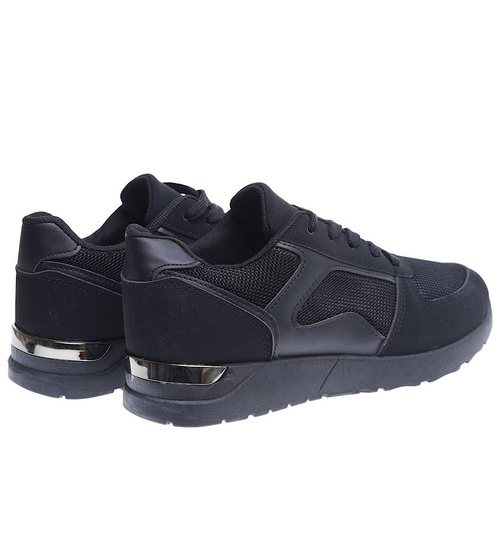 Sznurowane czarne buty sportowe damskie /D5-2 15711 T287/