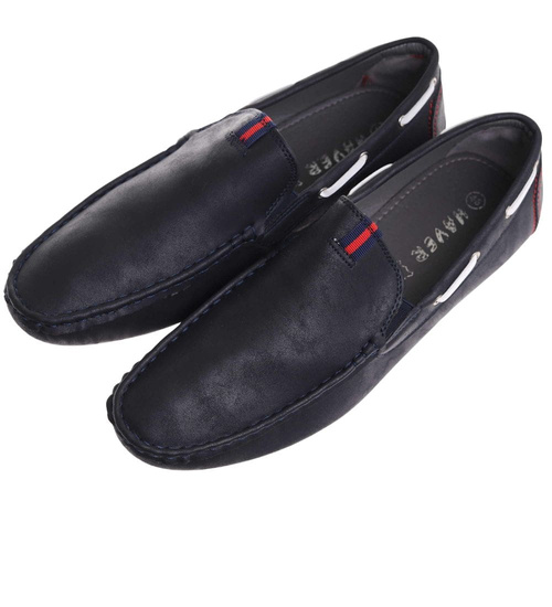 Wsuwane granatowe półbuty mokasyny /E1-3 17976  T389/