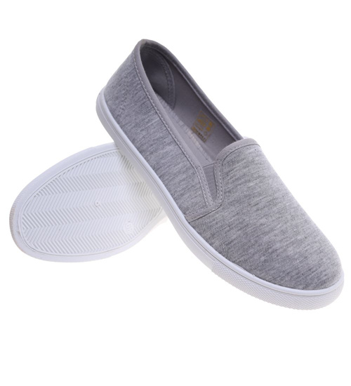 Szare wsuwane tenisówki damskie z tkaniny ost503