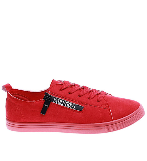 Sznurowane czerwone tenisówki /D9-2 11656 T194/