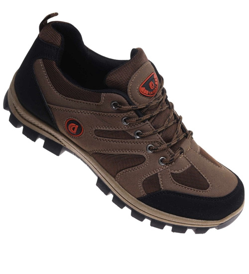 Wiązane męskie buty trekkingowe Brązowe /B1-1 18198 T389/