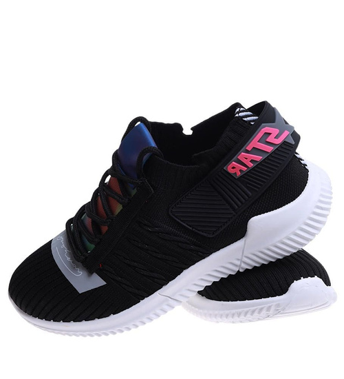 Wsuwane elastyczne czarno białe buty sportowe /A3-2 16103 T230/