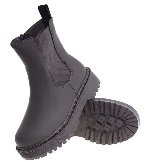 Oliwkowe matowe dziewczęce botki ocieplane /G13-2 18375 T188/