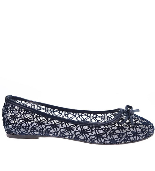 Granatowe balerinki z koronki /G12-2 16122 T182/