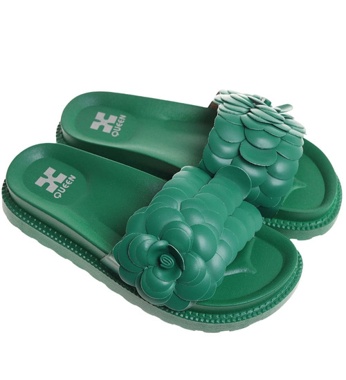 Plażowe zielone klapki damskie /G7-2 17884 S098/