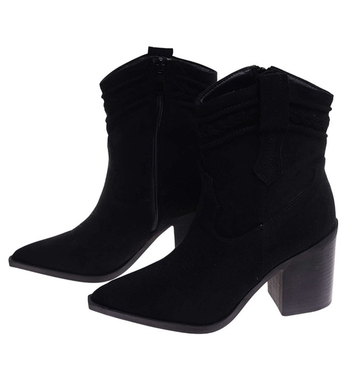 Czarne botki kowbojki na słupku /A3-2 18214 W427/