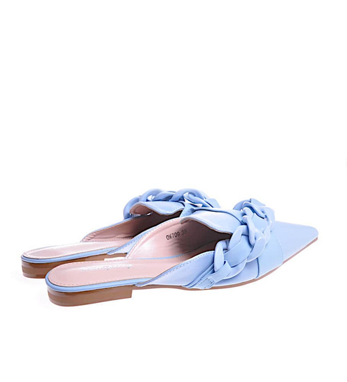 Niebieskie  damskie klapki z łańcuszkiem /G7-3 11780 T390