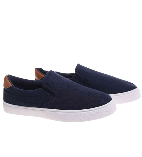 Granatowe męskie trampki slip on /C5-1 18738 T286/