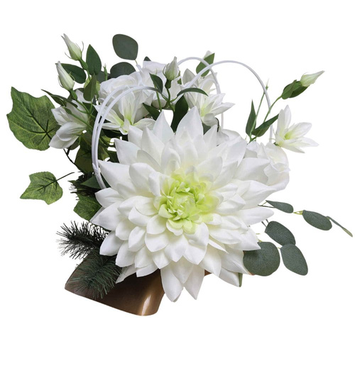 Duży stroik Białe kwiaty KOMP148 M600