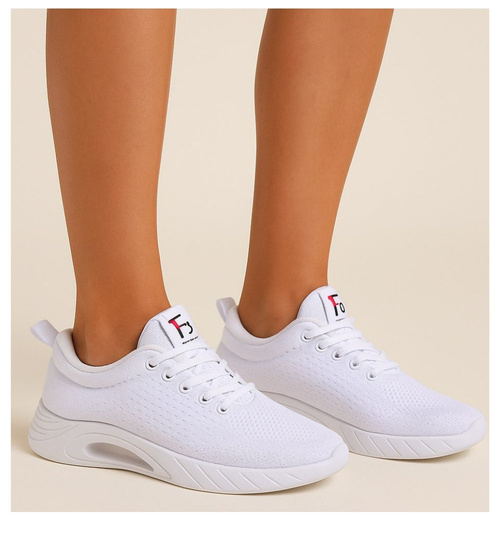 Białe wiązane sneakersy buty sportowe /A2-2 17710 W182/