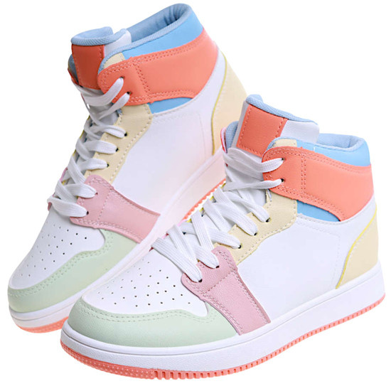 Kolorowe damskie trampki z wysoką cholewką /E6-2 14890  T393/